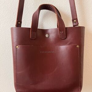 Portland Leather Mini Crossbody Cognac Brown Leather Tote Bag